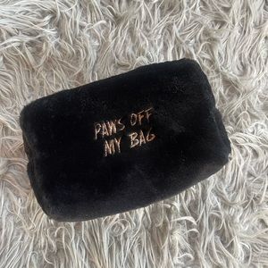 Black furry make up bag